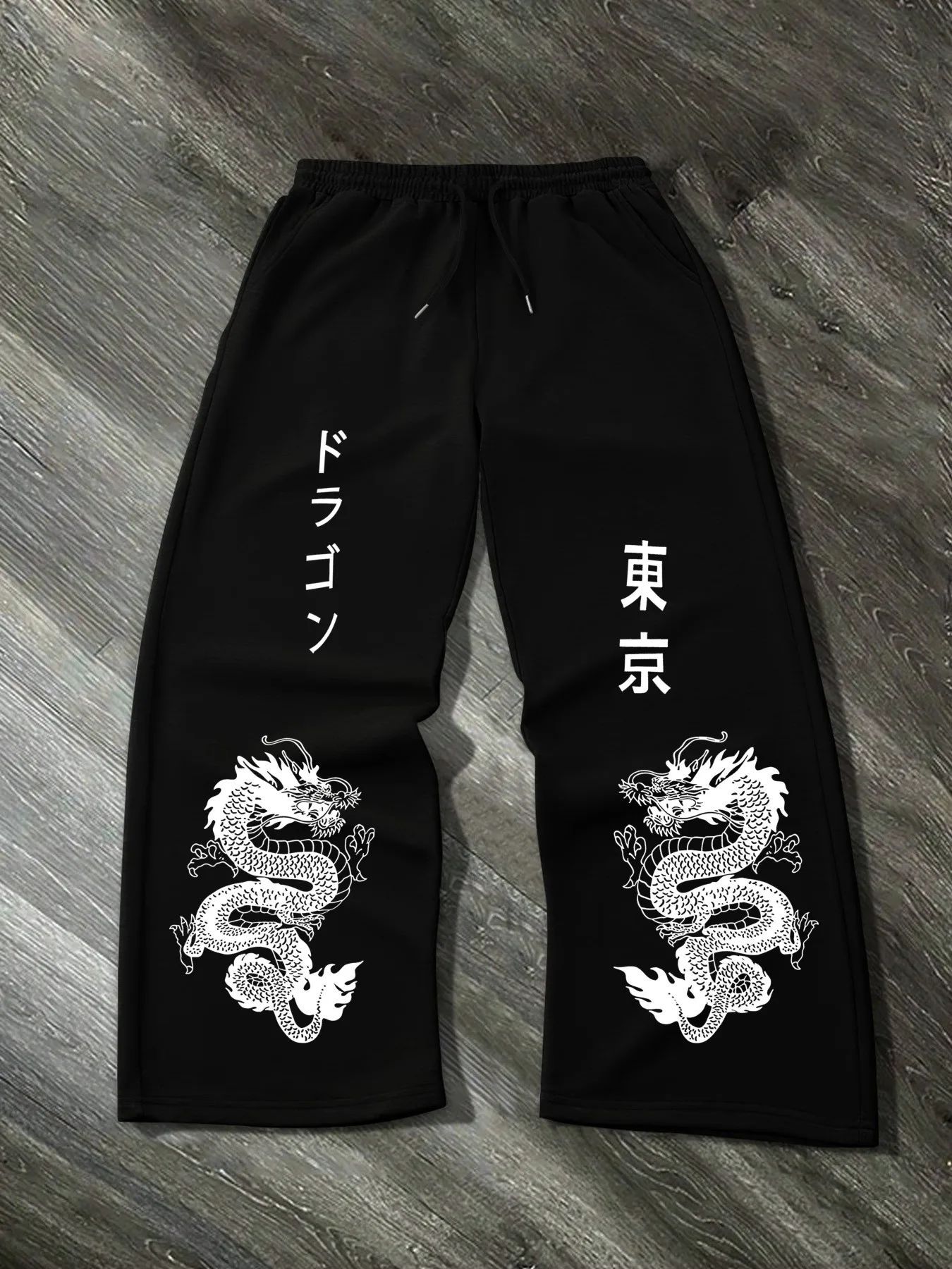 Print Drawstring Wide-leg Sweatpants for Men Women - Image 6