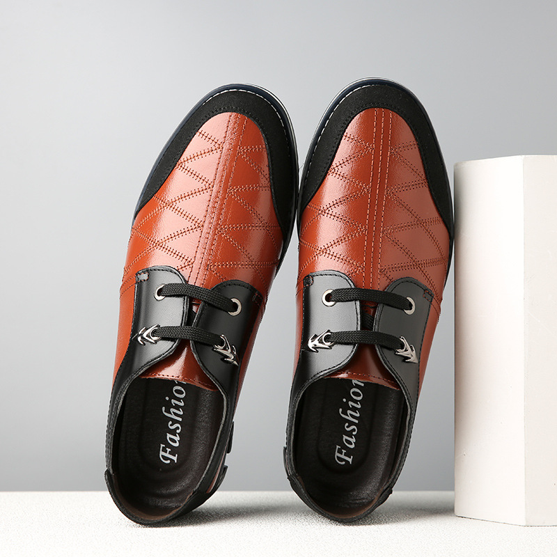 Men's shoes, men's trendy shoes, Korean version, trendy British, versatile, soft sole, non tied casual leather shoes - Image 5