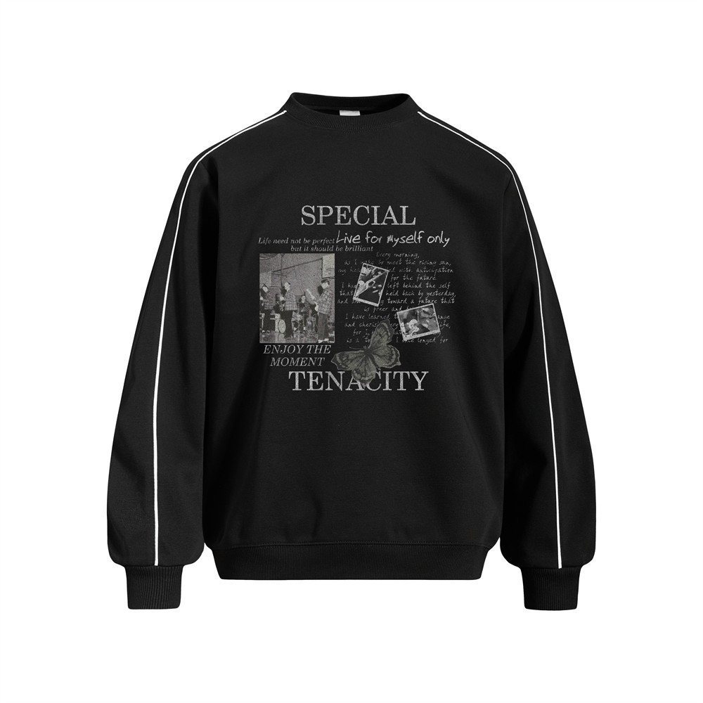 Men's Rap Character Print Contrast Stitch Crewneck Pullover Sweatshirt - Image 4