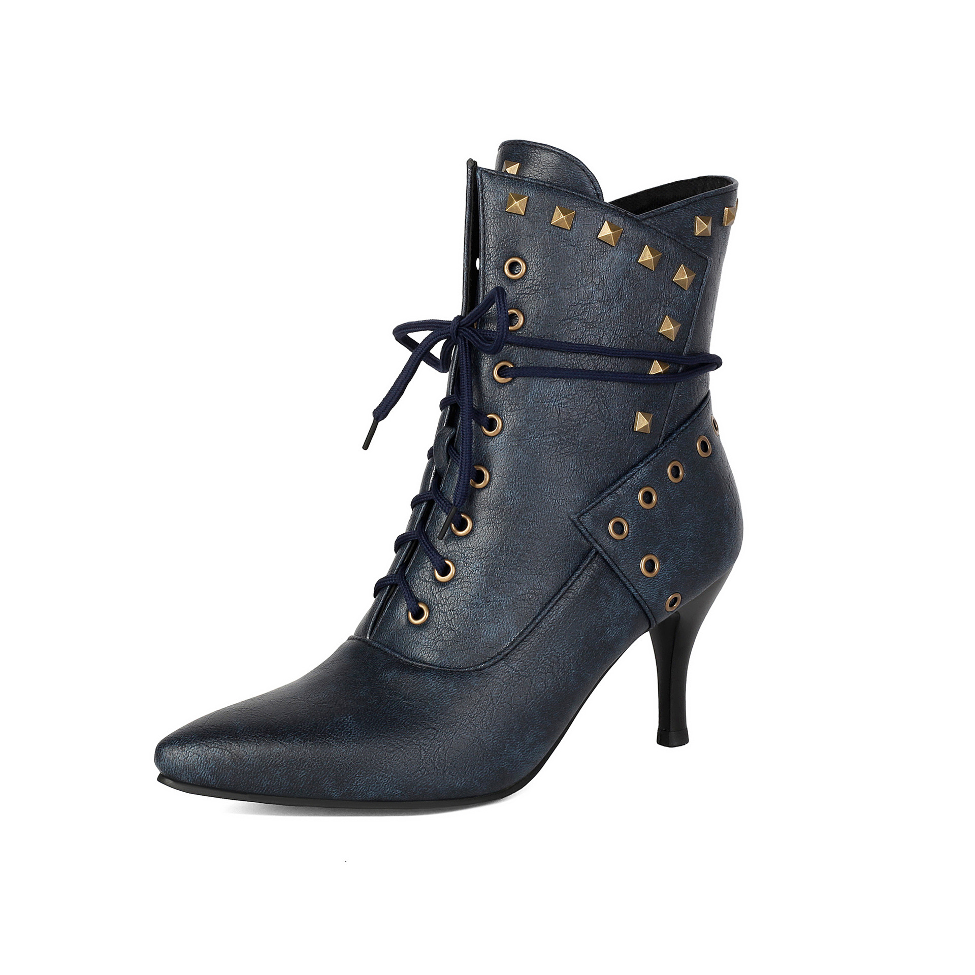 Bulk Order Autumn/Winter Large Size Low-Cut Boots Pointed Toe Studs Front Lace-Up Martin Boots for Women Made to order, ships in 7 days - Image 6