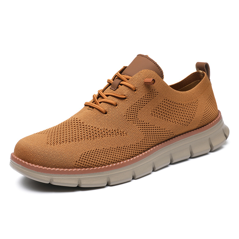 Lightweight lace up casual men's shoes breathable fly woven men's size - Image 13