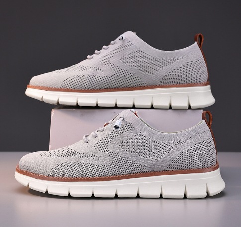 Lightweight lace up casual men's shoes breathable fly woven men's size - Image 7
