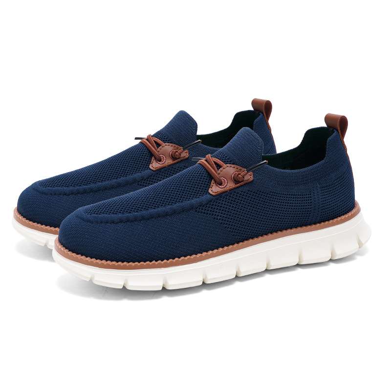 Lightweight lace up casual men's shoes breathable fly woven men's size - Image 23