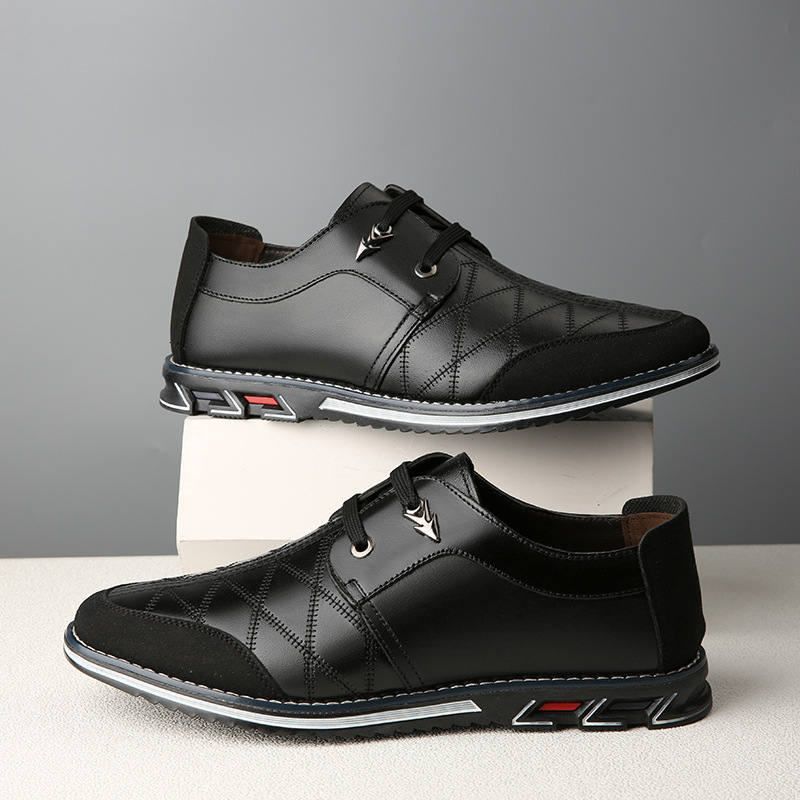 Men's shoes, men's trendy shoes, Korean version, trendy British, versatile, soft sole, non tied casual leather shoes - Image 3