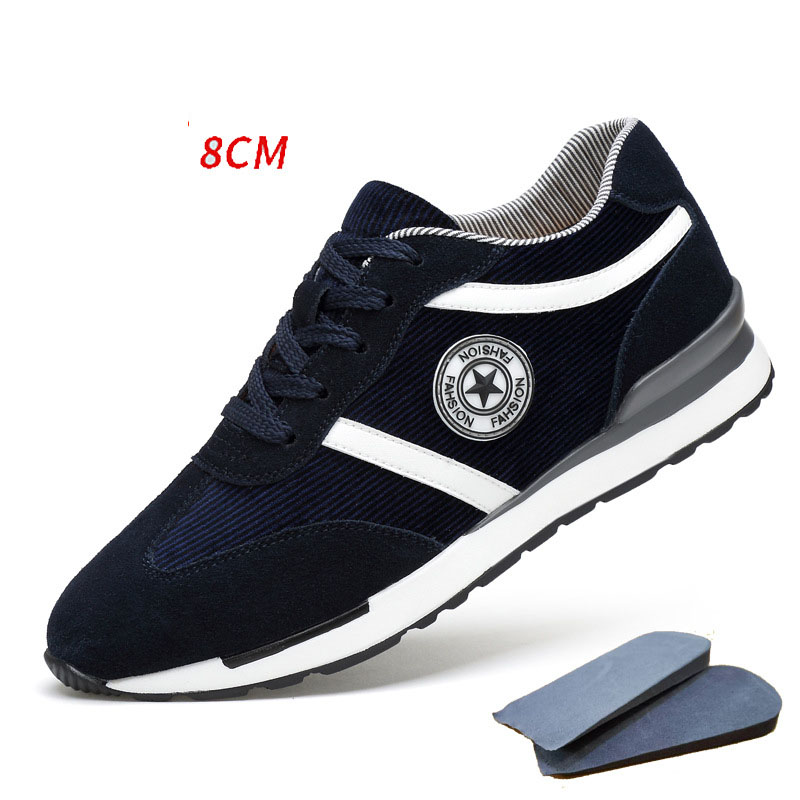 Men's Sports Casual Shoes Korean Style Men's Shoes Hidden Internal Height Increase 8CM Suede Vintage Running Shoes Men - Image 6