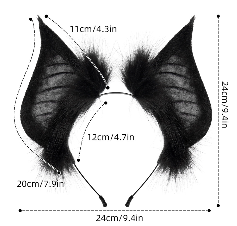 Halloween Dark Bat Animal Ears Headband Fake Hair Accessory for Cosplay Performance, Live Streaming Costume, Devil Themed Decoration - Image 5