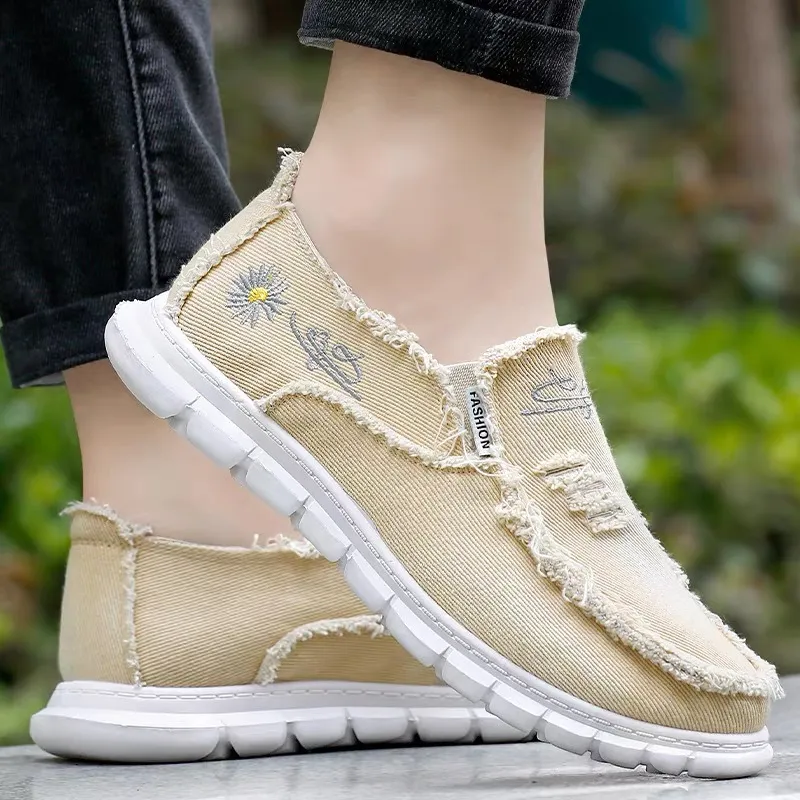 Raw Edge Round Toe Embroidery Flat Slip-Ons - Image 7