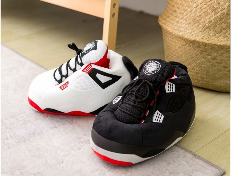 Male Foam Sneakers Bread Fat Slippers Women's/Men Winter Cotton Shoes Woman Warm Home Plush Women Slippers - Image 2