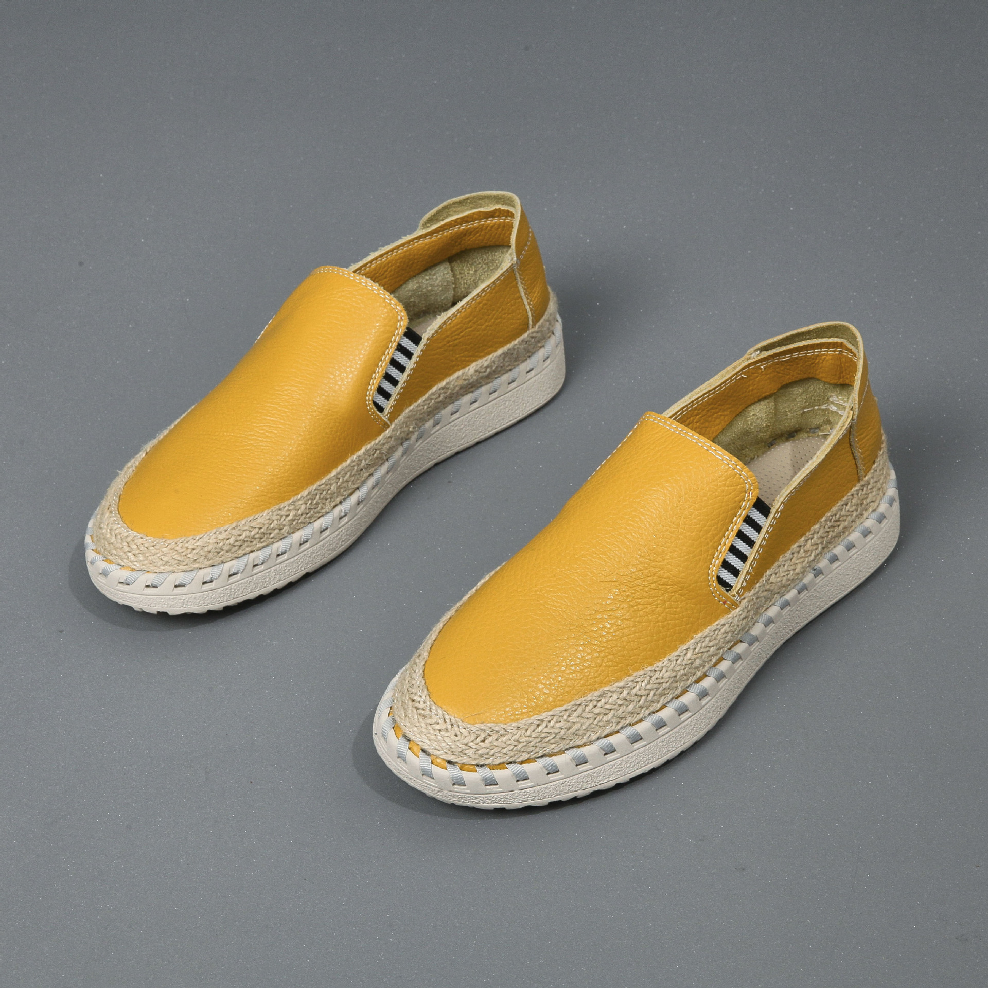 Handmade leather sewn massage shoe toe layer cowhide casual fisherman one foot men's shoes - Image 7