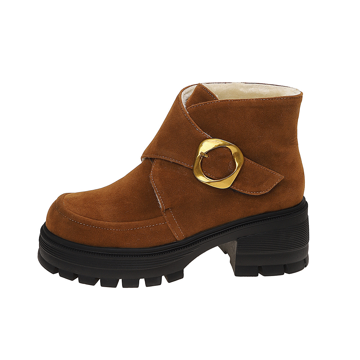 Chunky Heeled Over-the-Knee Boots with Belt Buckle, Faux Suede, High Heel, Thick Sole, Women's Winter Boots Made to order, ships in 7 days - Image 7