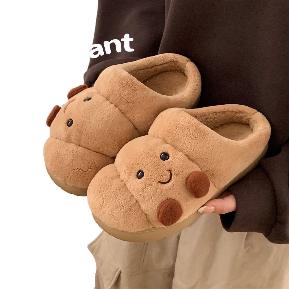 Men's and Women's Winter Cotton Slippers for Home, Couple Cute Croissant Bread - Image 5