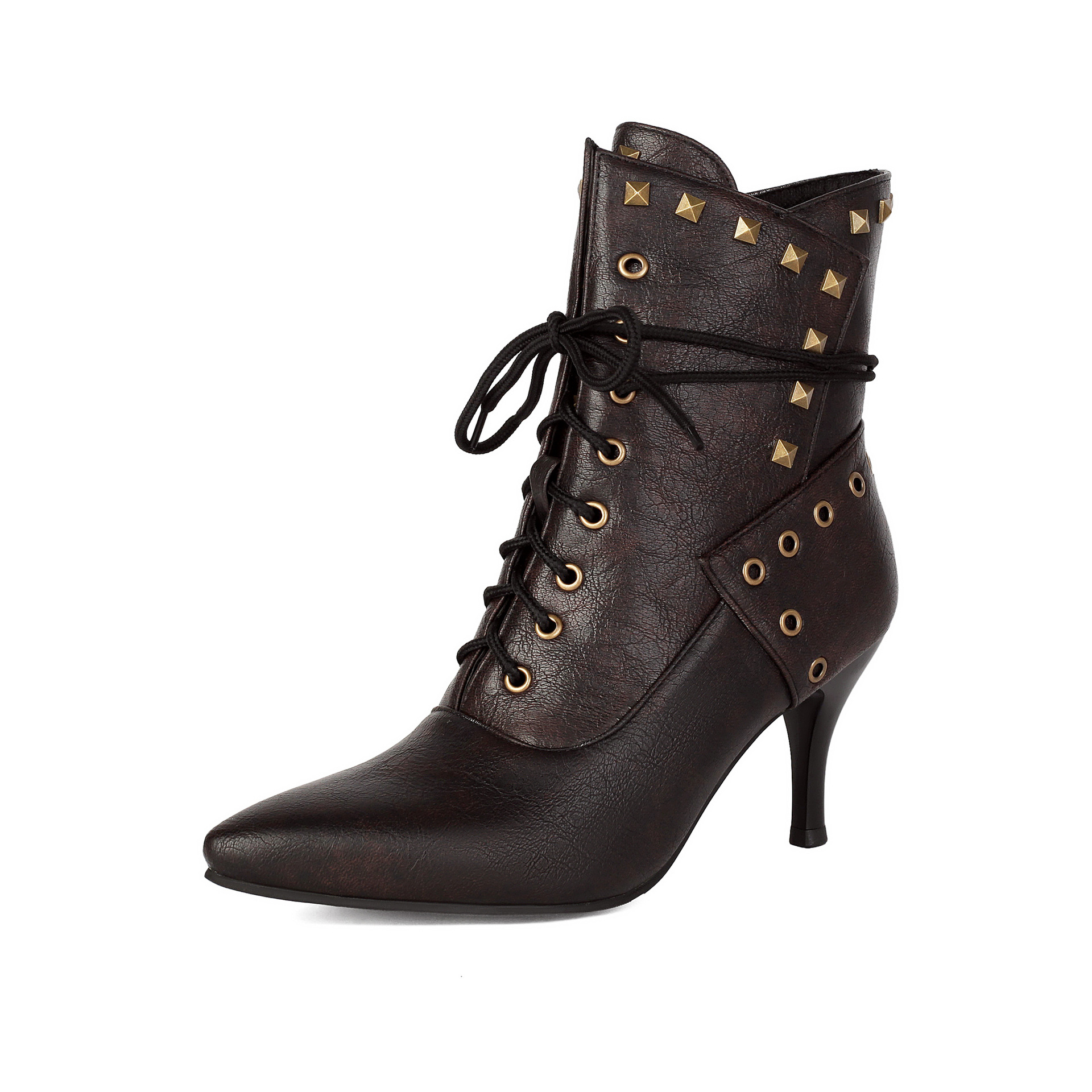 Bulk Order Autumn/Winter Large Size Low-Cut Boots Pointed Toe Studs Front Lace-Up Martin Boots for Women Made to order, ships in 7 days - Image 7