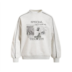 Men's Rap Character Print Contrast Stitch Crewneck Pullover Sweatshirt