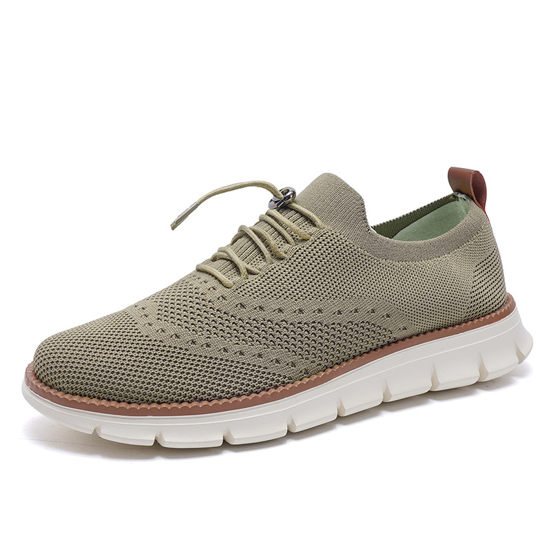 Lightweight lace up casual men's shoes breathable fly woven men's size - Image 18