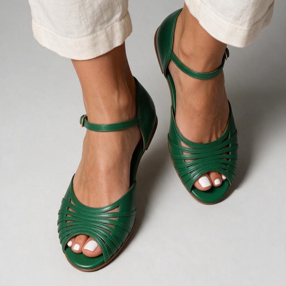 Casual Fishmouth Flat Heeled Ankle Strap Sandals for WomenAdjustable Buckle Design, Comfortable and Versatile Summer Footwear - Image 3
