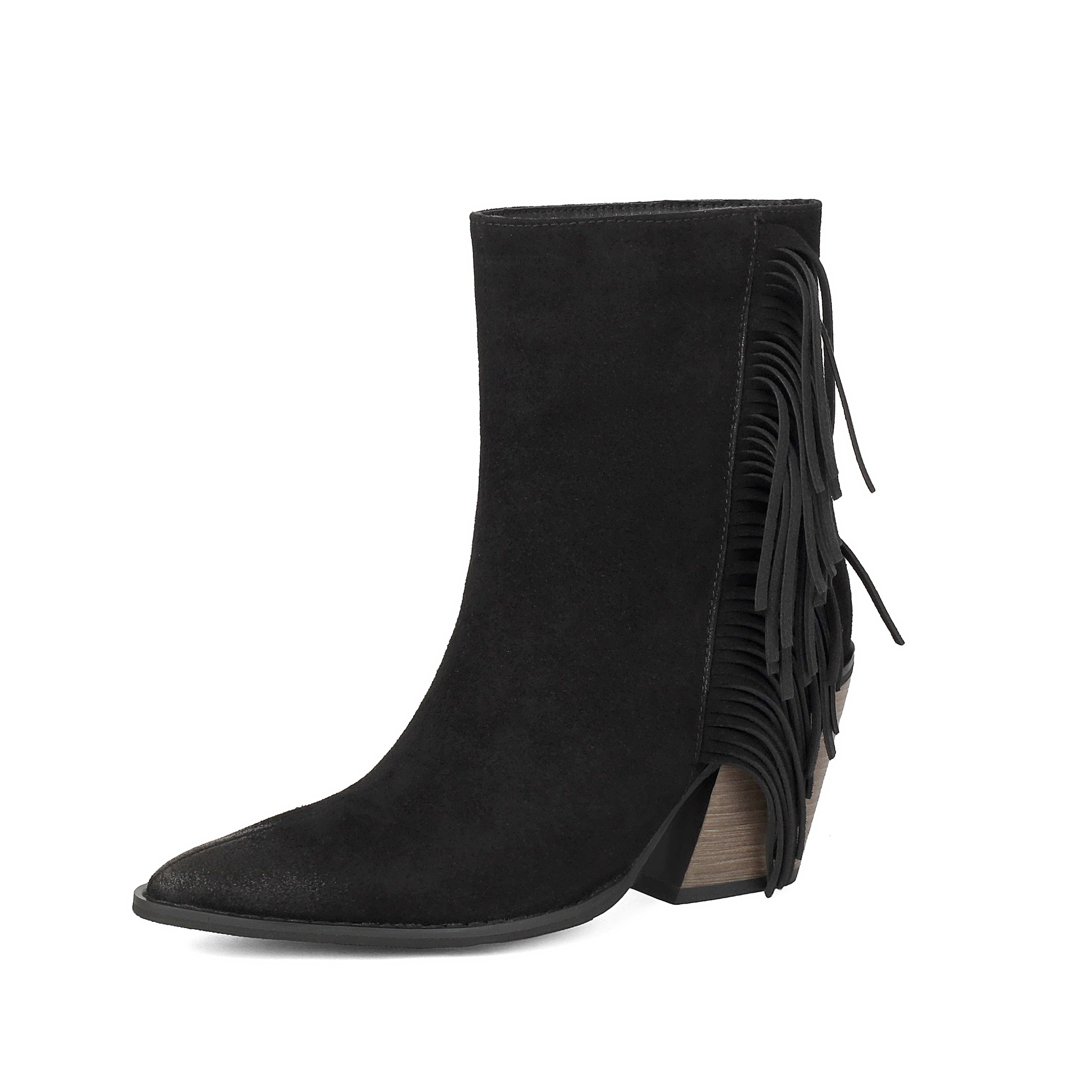 Western Style Ankle Boots for Women, Pointed Toe with Tassel, Chunky High Heel Made to order, ships in 7 days - Image 6