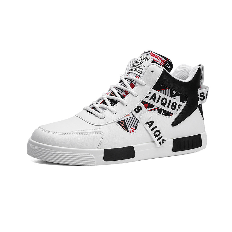 Four Seasons New Men's Casual Shoes Fashionable Outdoor Sports Shoes Trendy High Top Board Shoes - Image 5