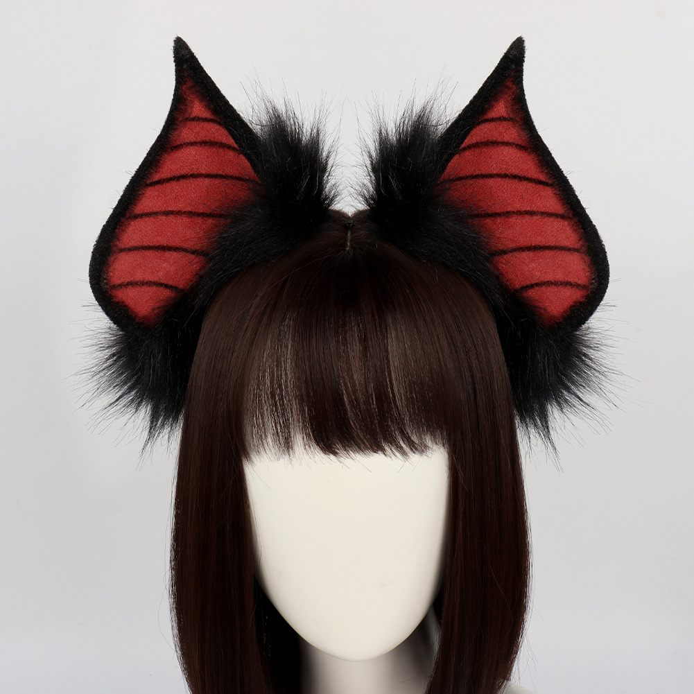 Halloween Dark Bat Animal Ears Headband Fake Hair Accessory for Cosplay Performance, Live Streaming Costume, Devil Themed Decoration - Image 3