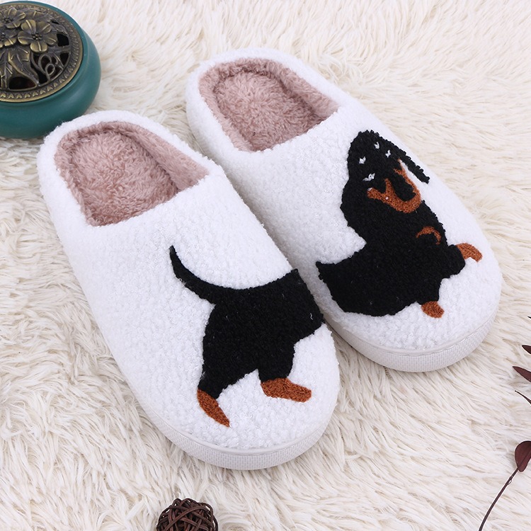 Home plush thick cartoon cow cat cute cotton slippers for women - Image 3
