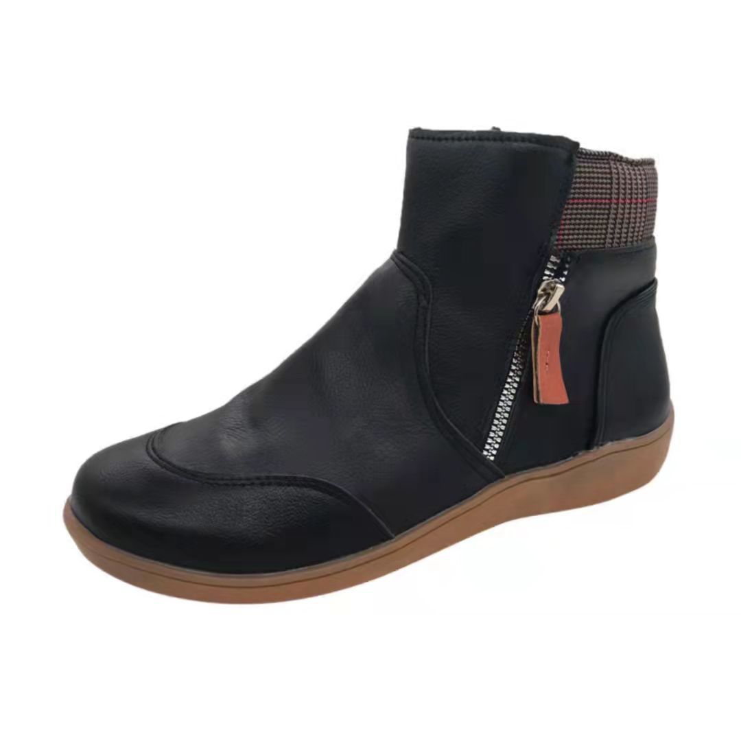 Zipper flat bottom casual snow boots cotton boots thick sole - Image 7