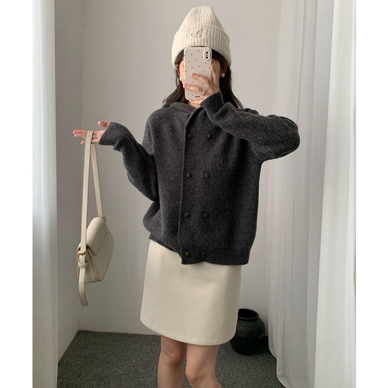 Double breasted hooded loose sweater - Image 6