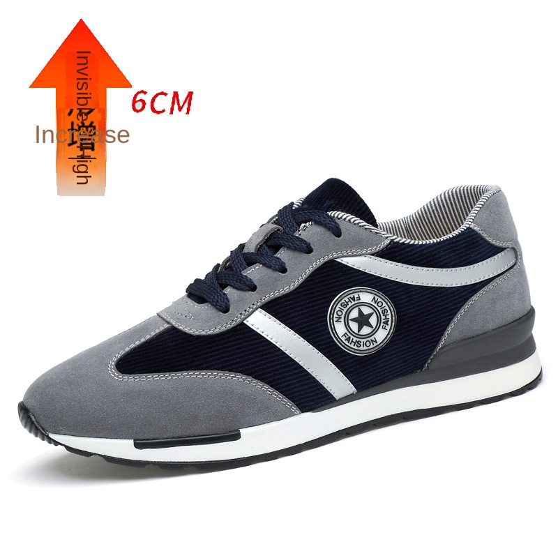 Men's Sports Casual Shoes Korean Style Men's Shoes Hidden Internal Height Increase 8CM Suede Vintage Running Shoes Men - Image 8