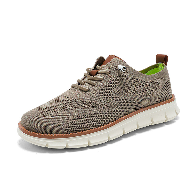 Lightweight lace up casual men's shoes breathable fly woven men's size - Image 8