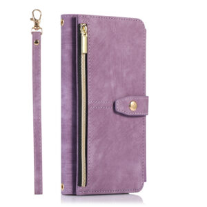 Suitable for IP14PROMAX multi slot zipper bag, Apple 13pro diagonal cross phone protective case, flip cover leather case
