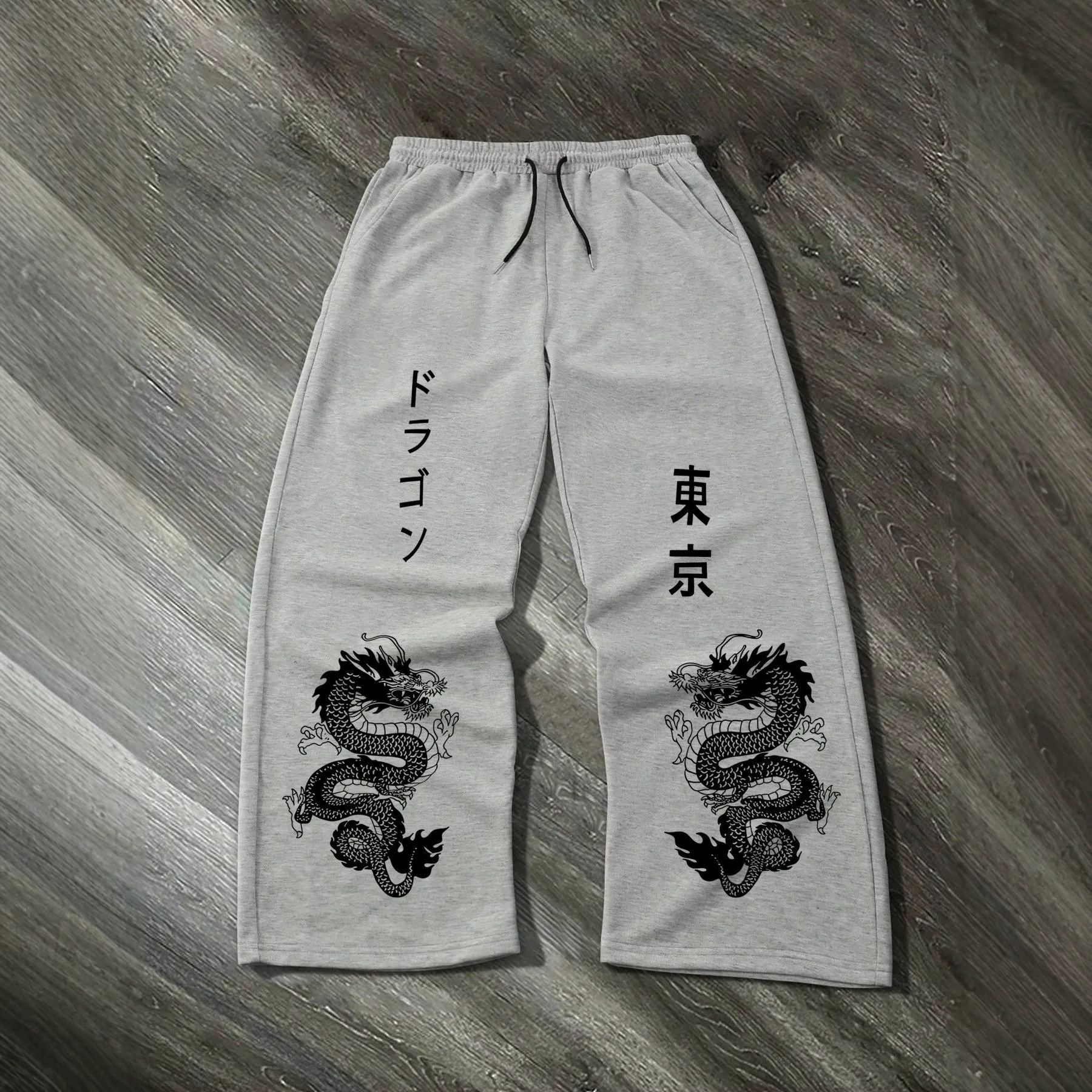 Print Drawstring Wide-leg Sweatpants for Men Women - Image 4