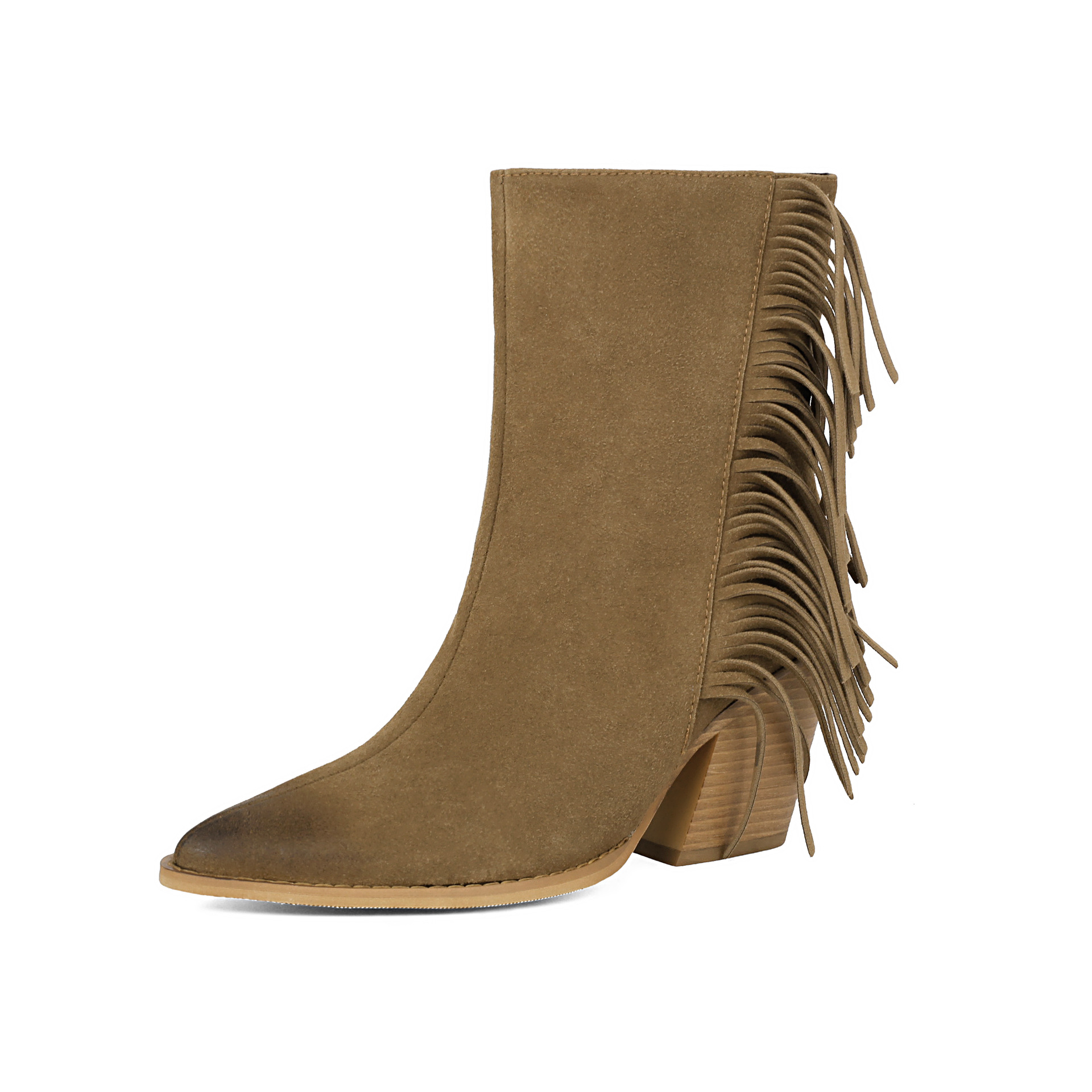 Western Style Ankle Boots for Women, Pointed Toe with Tassel, Chunky High Heel Made to order, ships in 7 days - Image 7