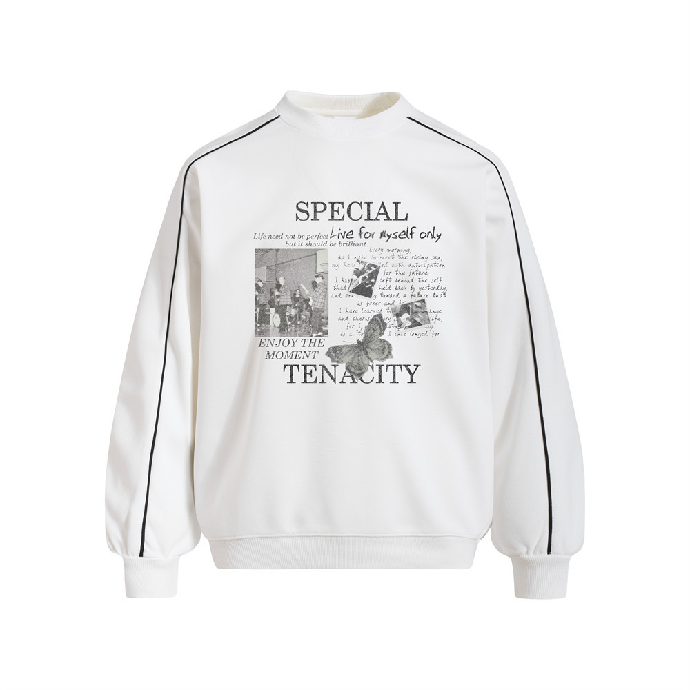 Men's Rap Character Print Contrast Stitch Crewneck Pullover Sweatshirt - Image 5