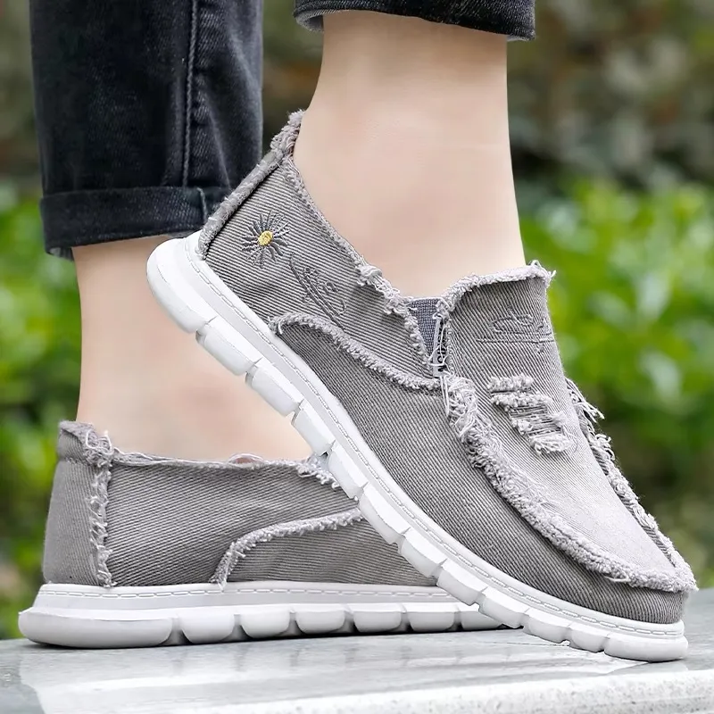 Raw Edge Round Toe Embroidery Flat Slip-Ons - Image 6