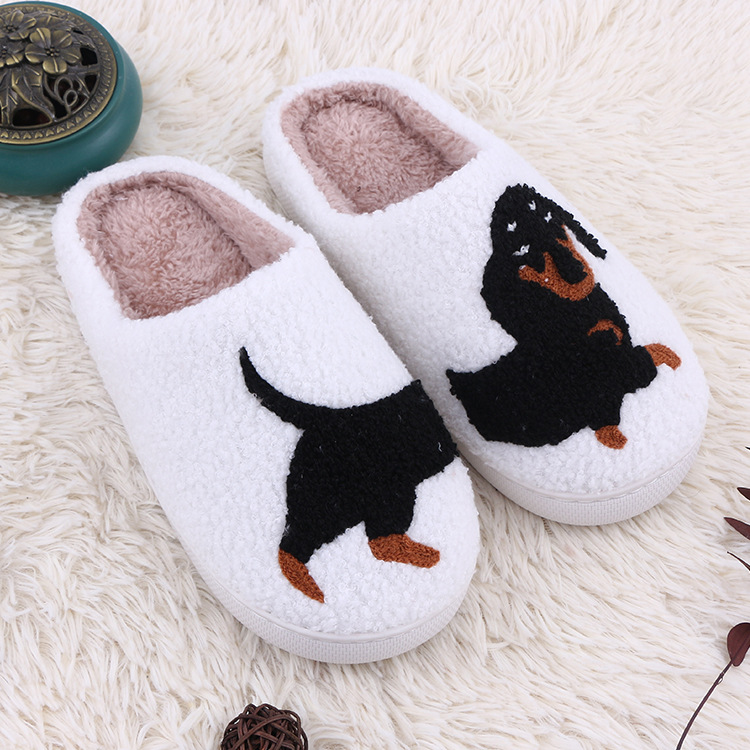 Home plush thick cartoon cow cat cute cotton slippers for women - Image 6