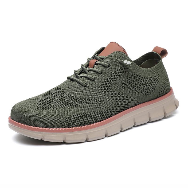 Lightweight lace up casual men's shoes breathable fly woven men's size - Image 12