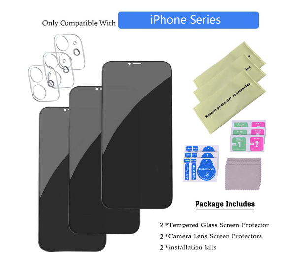 Tempered Glass Privacy Screen Protector with Lens Film for iPhone 14 13 12 11 16 Pro - Image 8