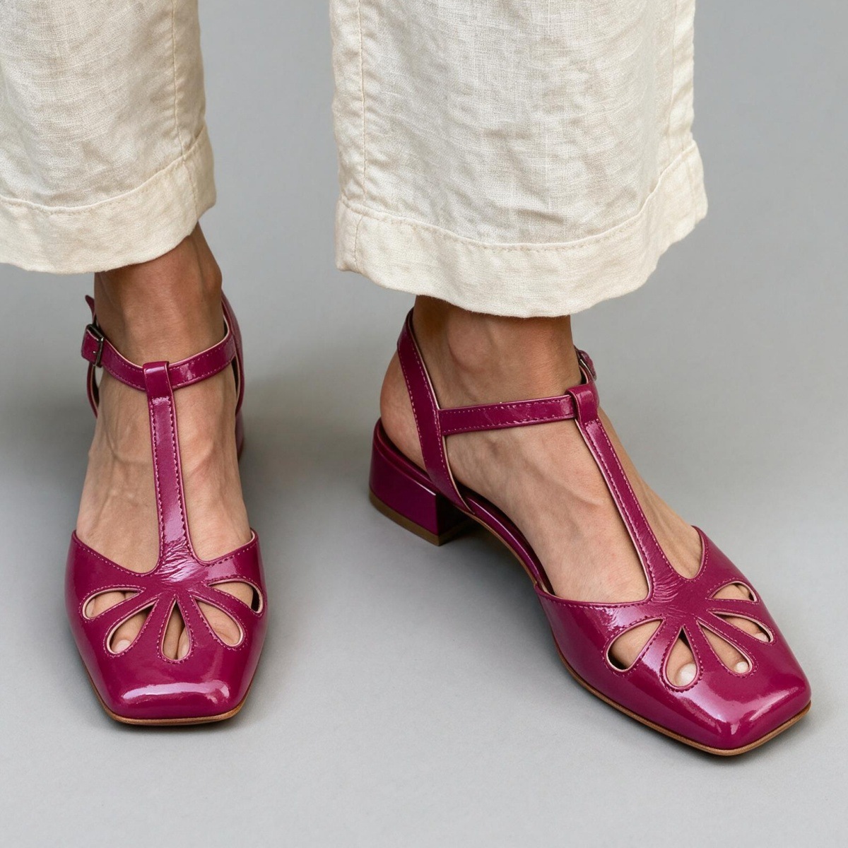 Made to order ships in 3–5 days Retro T-shaped buckle strap Roman hollow sandals for women - Image 5