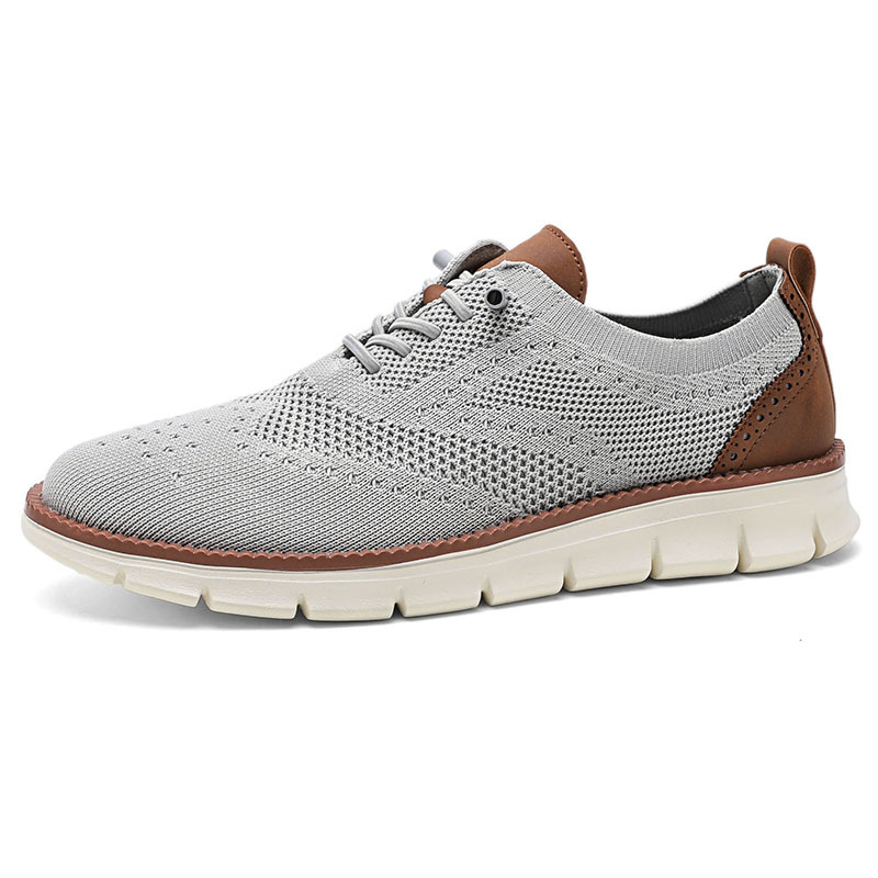 Lightweight lace up casual men's shoes breathable fly woven men's size - Image 16