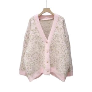 Leopard print cardigan loose sweater