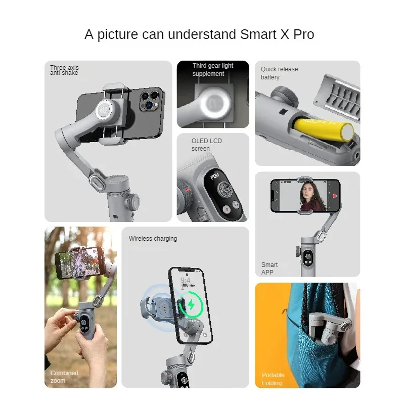 XPro mobile phone three-axis anti shake stabilizer Tiktok short video VLOG shooting handheld PTZ live broadcast support - Image 5
