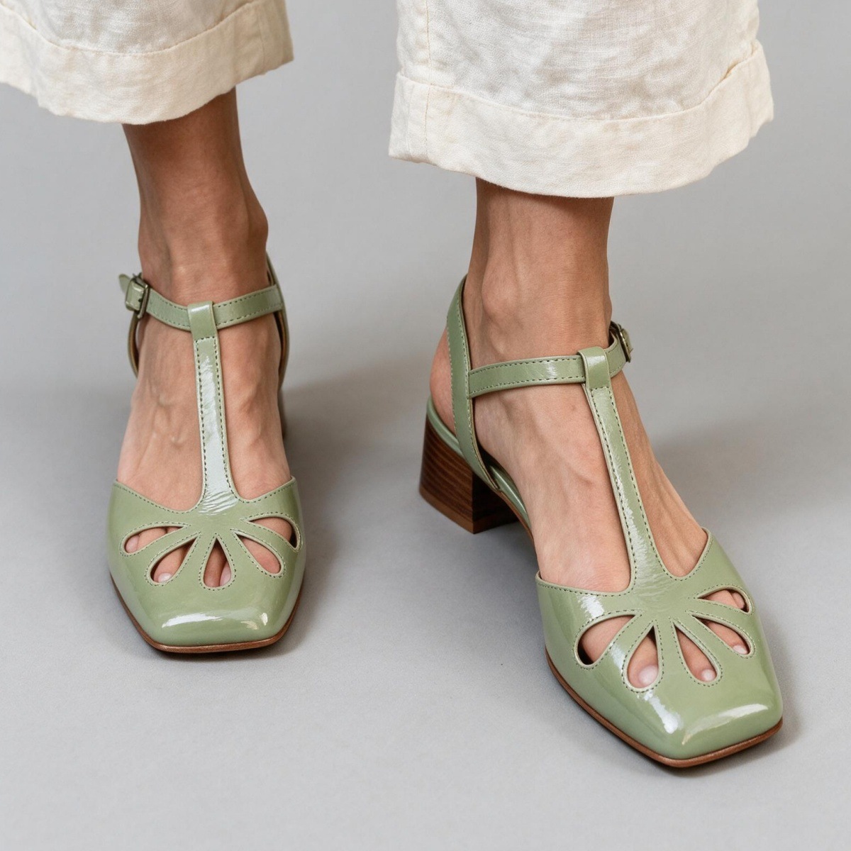 Made to order ships in 3–5 days Retro T-shaped buckle strap Roman hollow sandals for women - Image 4