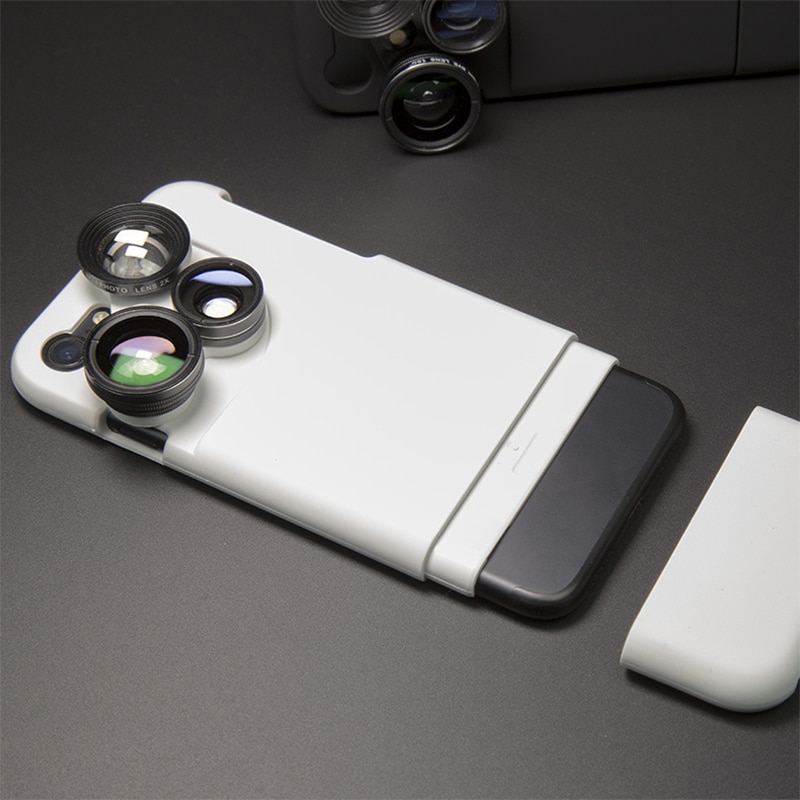 4 in 1 Mobile Phone Lensese Cases Full Coverage For iPhone X 8 7 6S 6 Plus Wide Angle Macro Fisheye Phone Lenses Black Case - Image 4