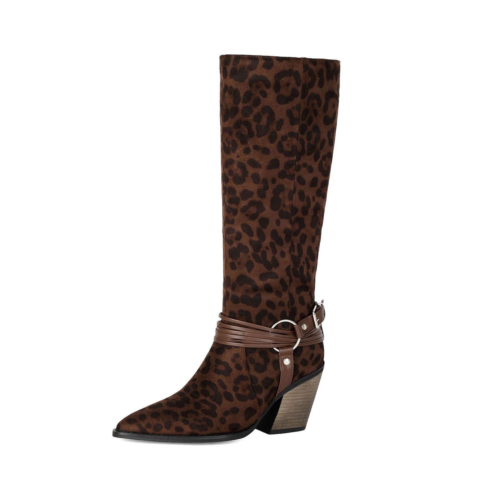 Western Style High Heel Boots for Women, Chunky Heeled, Pointed Toe, Over-the-Knee, Belt Buckle Detail Made to order, ships in 7 days - Image 5