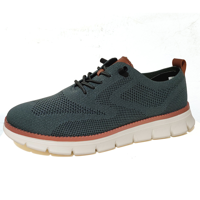 Lightweight lace up casual men's shoes breathable fly woven men's size - Image 10