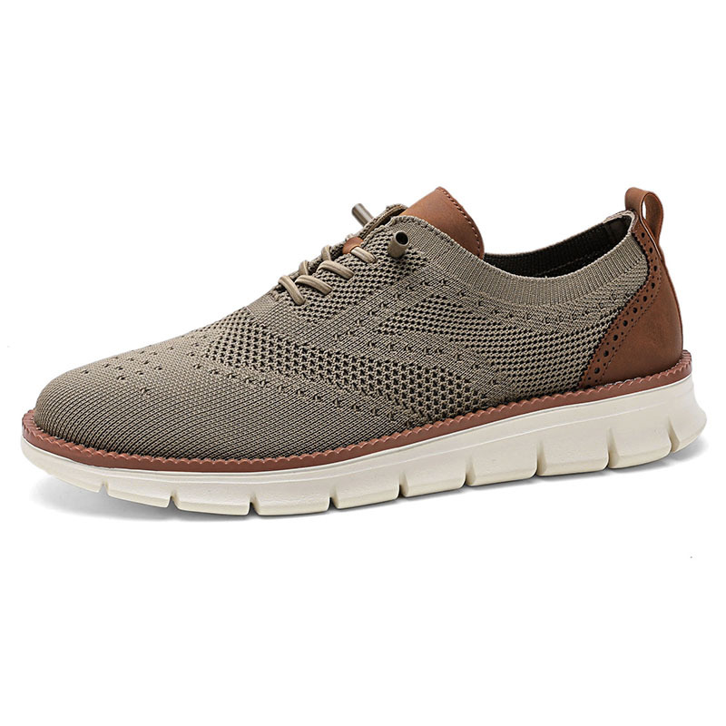 Lightweight lace up casual men's shoes breathable fly woven men's size - Image 17