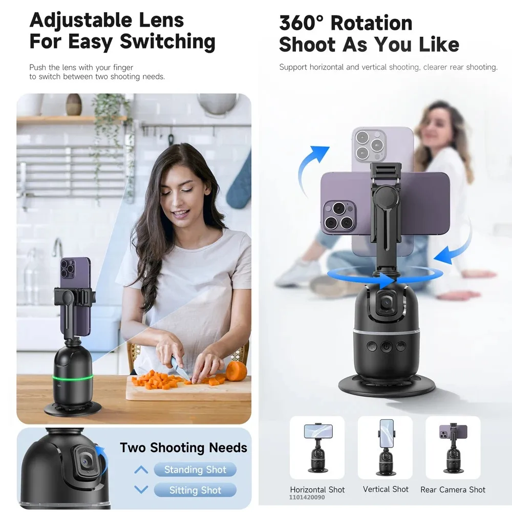 P03 AI Smart Gimbal 360° Auto Face Tracking Gimbal All-in-one Rotation For Smartphone video Vlog Stabilizer Phone Holder - Image 4