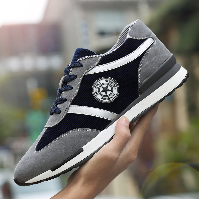 Men's Sports Casual Shoes Korean Style Men's Shoes Hidden Internal Height Increase 8CM Suede Vintage Running Shoes Men - Image 2