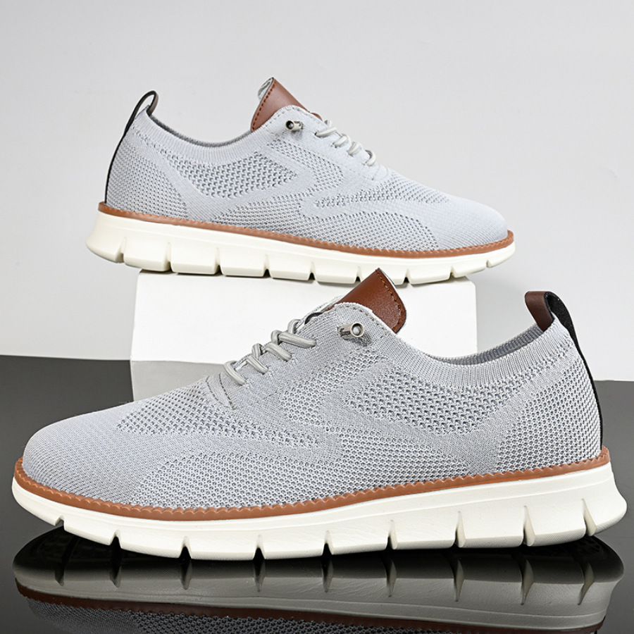 Lightweight lace up casual men's shoes breathable fly woven men's size - Image 14