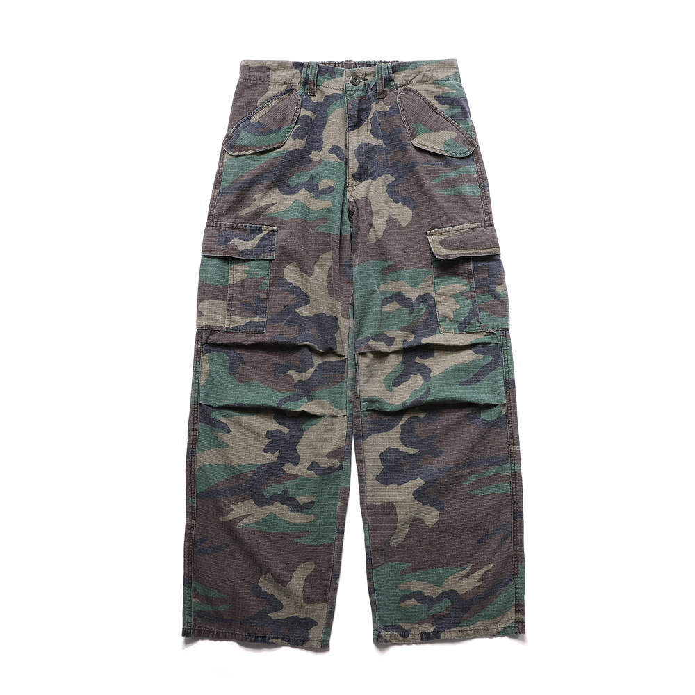 Vintage Camo Cargo Pants Men Wide Leg Straight Trousers - Image 5