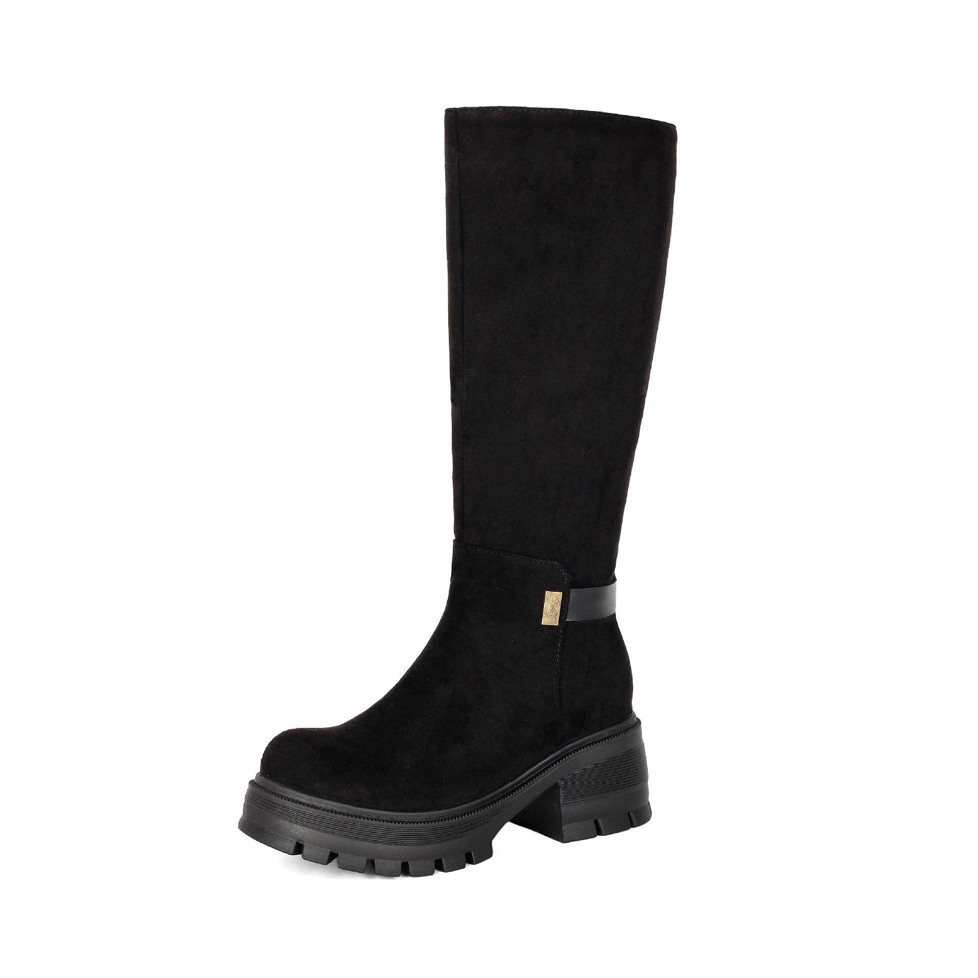 High Heel Over-the-Knee Boots for Women, Faux Suede Punk Style Chunky Heel Autumn/Winter Fashion - Image 5
