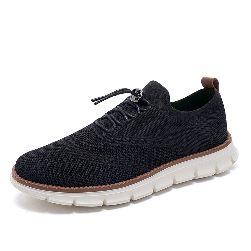 Lightweight lace up casual men's shoes breathable fly woven men's size - Image 20